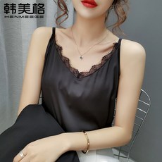 블랙 레이스 나시 내측 미등 이너 티셔츠 겉에 정장