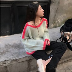 앙고라 오프숄더 어깨트임 스웨터 여성 겨울 가을 인터넷 사용 대금 상의 와이드 루즈핏 슬림핏 멜란 울니트