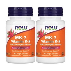 나우푸드 MK-7 비타민 K-2 300mcg 식물성 캡슐 60정, 2개