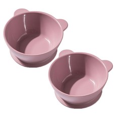 유일코리아 국산 실리콘 곰돌이 흡착볼 유아 간식그릇 (뚜껑포함), 2개, 인디핑크