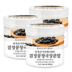 푸른들판 국산 고소한 검정콩 청국장 분말 가루 100% 검은콩 대두 서리태, 450g, 3개