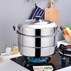 others 찜통 큰 특대 사이즈 스 테 인 리 스틸 시루 상업 용 찜 만두 이중 가정용 찐빵 냄비 생선 국솥 32cm 특 후 두 꺼 운 2 층 평균 야드, 상세페이지 참조
