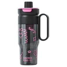 COOKER KING 대용량 트리탄 콜드컵, 1개, 850ml, 블랙+핑크