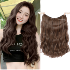 지니판 풍성한 헤어볼륨 히피펌 젤리펌 일체형 붙임머리 50cm, 1개, 라이트브라운