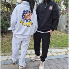 더원핏 남녀공용 트레이닝 세트 빅사이즈 횻토코 프린팅 타투티셔츠