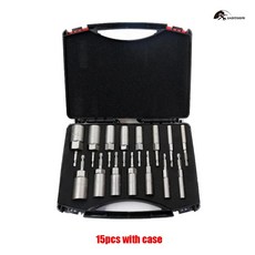 복스 복스알 세트 5.5-19mm 임팩트 소켓 어댑터 80mm 길이 심화 파워 너트 드라이버 드릴 비트 전동 공구 6.35mm 육각 섕크 퀵 어댑터, 케이스 포함 15개, 1개