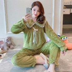 단비(DAN:B) 두터운 융털 여성 겨울 가을 계절 롱 털보송 큐트 학생 맹토 홈웨어 가능 핏아우터, 108# 초록색 색깔