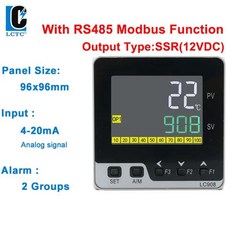 온습도계 LCTC PID 디지털 온도 컨트롤러 SSR 릴레이 4-20MA 0-10V 출력 레귤레이터 아날로그 입력 96x96mm LCD RS485 LC908, [05] SSR Out RS485, 1개