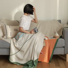 온기브 그린패턴대형 블랭킷 거실 쇼파 침대스프레드겸 무릎담요