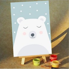 모모픽스 유화그리기 미니 M31 흰곰 베어 10x15cm DIY명화그리기 캔버스 페인팅 곰 동물 돈복 운좋아지는
