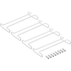 uxcell 와인잔 선반 캐비닛 아래 4Pcs 10인치 스템웨어 걸이 스테인리스 스틸 정리함 보관 행거 5mm 기둥 금색, White, 4개
