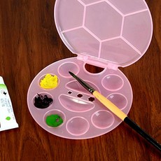 원형 파레트 미술용품 물감판 엄지구멍 화구 페인팅 조색판 그림그리기 화판, 1개, 블루