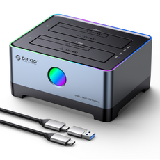 오코리 RGB LED Gamer USB3.2 10Gbps C타입 HDD SSD 클론 도킹스테이션 5518C3, 2베이-(5528C3), 1개