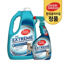  심플솔루션 정품 고양이 얼룩&냄새제거제 익스트림 SET(본품+리필)/냄새탈취제 애견탈취제 펫탈취제 반려동물 배변탈취제, (고양이)본품 1개+리필 1개 