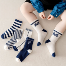 -어반바스켓-아동용 어린이 레터링 스트라이프 중목 양말 5켤레 세트 어반바스켓-아동용 어린이 레터링 스트라이프 중목 양말 5켤레 세트