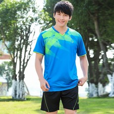 탁구의류 퀵드라이 남녀 배드민턴복 통기 구기운동복 자녀 타입 짧은소매 탁구 테니스복 세트 츄리닝