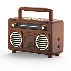 BT21 블루투스 스피커 뉴 빈티지 라디오 미니 카세트 무선 휴대용 오디오 동반 선물, 나뭇결