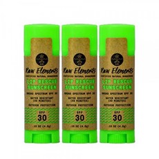 Raw Elements 유기농 립 구조 산화 아연 SPF 30 + 0.15oz (3 팩)
