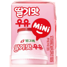빙그레우유 딸기맛우유미니팩 24입 키링 포함, 120ml