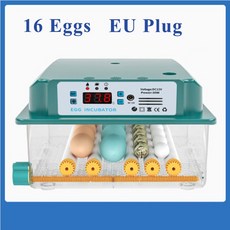 16 개 완전 자동 인큐베이터 110V/220V 디지털 병아리 인공 부화 기계 가정용 농장 지능형 회전 계란, 02 16 eggs EU Plug