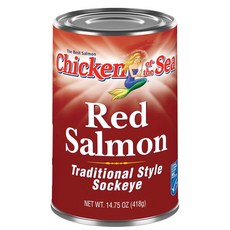 Chicken of the Sea Traditional Style Red Salmon 14.75 oz 바다의 닭 전통 스타일 붉은 연어 14.75 온스, 418g, 1개