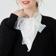 여성 리본 레이스 페이크 블라우스 카라 넥케이프 F216