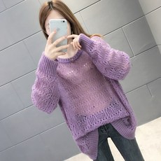 오피스윙 톱 봄 룩 모헤어니트 상의 초 얇은니트 여성의류 펀칭 와이드 루즈핏