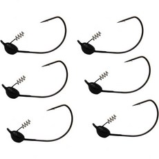  알리치노 6PCS 텅스텐 흔들머리 지그 베이스 낚시용 텅스텐 지그 헤드, Black Wide Gap Jig Hook, 3/8oz/ 4/0 