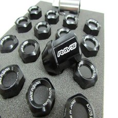 RAYS (레이즈) 두랄루민 록 &amp; 너트 L32 5H용 M12X1.25 블랙 알루마이트 74020001106BK, 1개