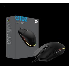 G102 게임 칠색 발광 유선 마우스 e스포츠 RGB 발광 6D 마우스, 블랙, 하나