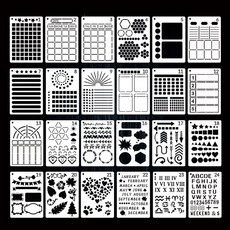 24 Pack Journal Planner Stencils Reusable Bullet Stencils Set for A5 Notebook & Most Journals Includes Letter Stencil