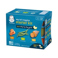 Gerber 거버 1단계 이유식 베지터블 스타터 키트 캐럿 그린빈 스위트포테이토 6개입 2팩 My 1st Vegetables Starter Kit, 당근 그린빈 고구마