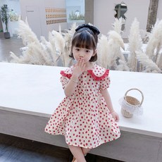 여아 폴카 도트 드레스 복구풍 땡떙이 어린이 원피스 O