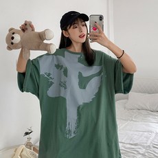하이랑코 반티 드렌드 남자 뚱보 빅사이즈 와이드 루즈핏 여름 옷 힙합 트렌드 커플룩 티셔츠