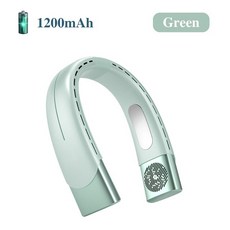 넥밴드 목걸이선풍기 휴대용미니선풍기 걸이식 휴대용 목 선풍기 USB 충전식 블레이드리스 냉각 전기 야외 스포츠 캠핑용 미니 에어 쿨러 여름, 3.Green 1200mAh, [03] Green 1200mAh, 03 Green 1200mAh