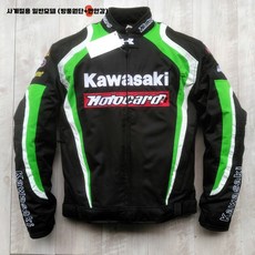 KAWASAKI HONDA 오토바이 라이딩 슈트 남성 여행 보호 복 낙하 방지 레이싱 바이크 재킷 그린, 그린사계절용(천+코튼원단)