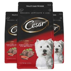  시저 어덜트 소 애견용 연어맛이 곁들여진 최상급 쇠고기 사료, 1kg, 12개 