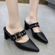 더구두 스틸레토 스터드 스트랩 뮬 힐 구두(7cm)-3101