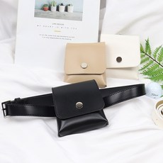 여성 미니 가죽 골프공케이스 볼파우치 골프 벨트힙색, 블랙