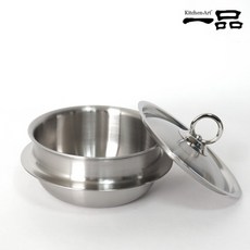 스텐가마솥 국산 통5중 돌솥 영양밥 냄비 인덕션 겸용, 키친아트 일품 가마솥 18cm(높은형)