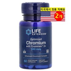 Life Extension 라이프 익스텐션 최적화된 크롬 500mcg 크로미넥스 복합제 3+ Optimized Chromium Crominex, 60정, 2개