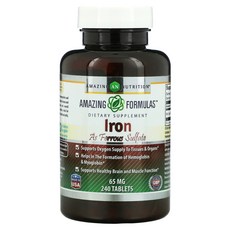 Iron As Ferrous Sulfate 65mg 240 Tablets, 1개, 240정