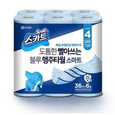 스카트 프레쉬블루 행주타월 두께레벨4 36매, 6롤, 2개