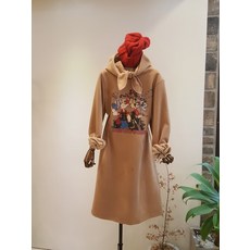 애플 트리 기모 후드 롱 원피스