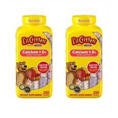 Lil Critters 릴 크리터스 칼슘 비타민 D3 구미 베어 250정 2팩 Lil Critters Calcium + D3 250 Gummy Bears, 2개