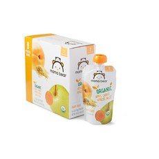 마마 베어 Mama Bear 아마존 마마베어 자연유래 애플 캐롯 살구 수수 이유식 6개월+ 4oz(113그램) 24팩, 24세트, 113g