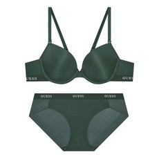 게스언더웨어 플랫 에어로쿨 브라 팬티 세트 - 카키