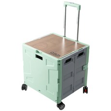 큐코리아 프리미엄 L 뚜껑수납형 접이식카트 마트 쇼핑 핸드카트 장바구니 손수레 캐리어, 1개, 뚜껑수납형_대형(민트/그레이)