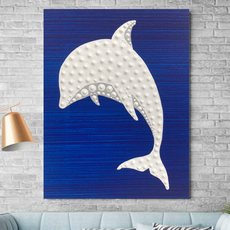 대형 돈들어오는 행운 흰 돌고래 유화 풍수그림 - 아트버프