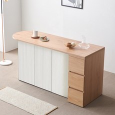 룸핏 올리브 1700 템바보드 아일랜드 식탁 홈바 테이블 조리대 타원형 베이킹 작업대 주방 매장 가게 사무실 탕비실 수납장 화이트, 1700홈바 수납형(서랍포함), 화이트오크